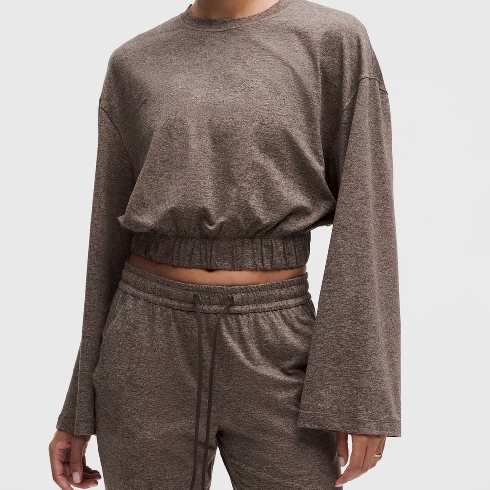 Women's Brown Long Sleeve Top in Grey